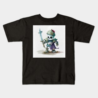 Cute Watercolor Skeletal Knight Kids T-Shirt